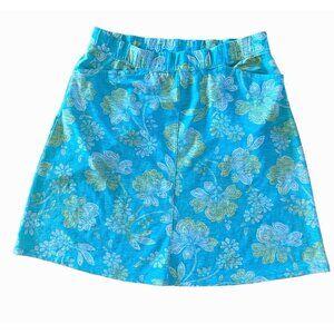 J. Jill Midi  Floral  Skirt 100% Cotton-Pockets -Blue -Petite Small SP